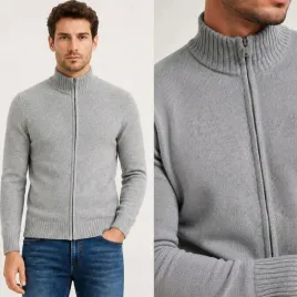 sweter-meski-kardigan-bawelniany-rozpinany-ze-stojka-gladki-popielaty-m-polgolf-na-zamek-dzianina-bez-wzoru