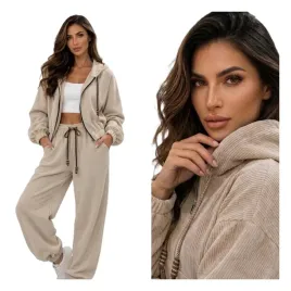 dres-damski-komplet-dresowy-bluza-i-spodnie-sztruksowy-bawelniany-oversize-z-kapturem-rozpinany-bezowy-zestaw-na-co-dzien-s-m
