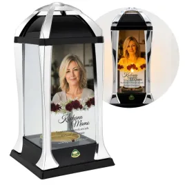 znicz-personalizowany-srebrna-kapliczka-31-cm-ze-zdjeciem-i-dedykacja-lampion-nagrobny-parafinowy-na-cmentarz