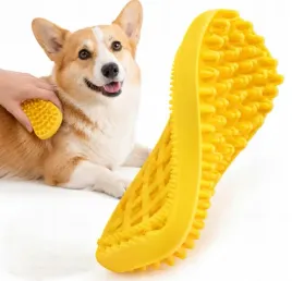 szczotka-dla-psa-medium-silicone-yellow-do-wyczesywania-i-masazu-dwustronna-miekka-do-krotkiej-dlugiej-i-szorstkiej-siersci-dla-leworecznych