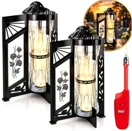 2x-duzy-znicz-34cm-roza-witraz-szklany-na-grob-2x-wklad-zapalarka-lampion-cmentarny-parafinowy-dekoracja-nagrobka-wszystkich-swietych