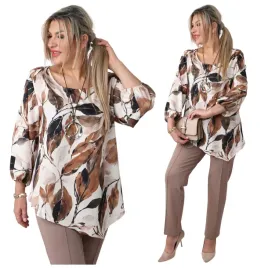 elegancka-damska-bluzka-asymetryczna-wzory-polski-producent-duze-rozmiary-bezowa-roslinny-print-poliester-okragly-dekolt-dlugi-rekaw-rozmiar-44