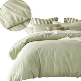 room99-posciel-200x220-z-bawelny-100percent-2x-70x80-gladka-zielen-matcha-z-oeko-poszewki-na-koldre-i-poduszki-zamek-blyskawiczny-komplet-3-czesci