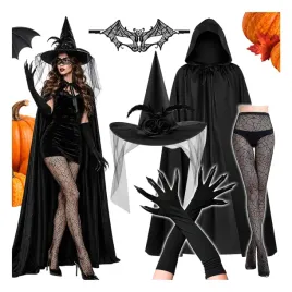 kostium-czarownicy-wiedzmy-halloween-stroj-zestaw-kapelusz-peleryna-maska-przebranie-czarodziejki-damskie-czarne-rozmiar-uniwersalny
