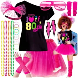 stroj-lata-70-80-90-italo-retro-neon-koszulka-spodnica-zestaw-disco-9w1-xl-na-bal-przebierancow-impreze-tematyczna-damskie-przebranie