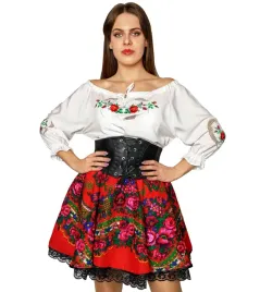 spodnica-rozkloszowana-przed-kolano-spodniczka-bawelniana-goralska-folk-xs-czerwony-wzor-kwiatowy-stroj-ludowy-damski