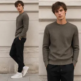 sweter-meski-pullover-bawelniany-klasyczny-strukturalny-wciagany-brazowy-s-bez-wzoru-okragly-dekolt-bez-zapiecia