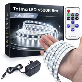 zestaw-tasma-led-6500k-biala-zimna-5m-tasma-zasilacz-pilot-sterownik-oswietlenie-dekoracyjne-podszafkowe-do-wnetrz-12v-ip20-24w