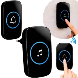 dzwonek-bezprzewodowy-czarny-wodoodporny-ip44-zasieg-do-300-m-60-melodii-regulacja-glosnosci-110-db-napiecie-230-v-do-domu
