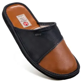 kapcie-meskie-pantofle-klapki-skorzane-laczki-czarno-brazowe-maximus-r-44
