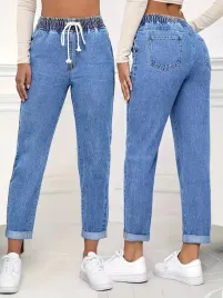 wygodne-damskie-spodnie-jeansowe-niebieskie-gumka-w-pasie-mom-fit-luzne-rozmiar-46-kobieta