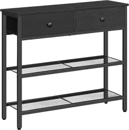 hoobro-waski-stol-konsolowy-75-cm-czarny-z-2-szufladami-i-polkami