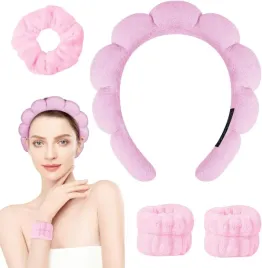 opaska-spa-do-mycia-twarzy-i-wlosow-4-sztuki-rozowa-frotte