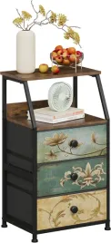 komoda-z-3-szufladami-tkaninowymi-i-polka-boho-70-cm-brazowa