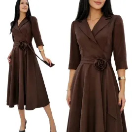 sukienka-koktajlowa-midi-brazowa-elegancka-na-wesele-przyjecie-48-4xl-do-polowy-lydki-brazowy-poliester