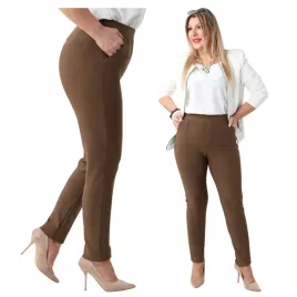 eleganckie-spodnie-damskie-duze-rozmiary-elastyczne-wygodne-wysoki-stan-rozmiar-42-44-brazowy-kobieta