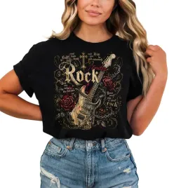 koszulka-rock-damska-nadruk-fender-gitara-roze-rockowa-napis-vintage-metal-czarny-bawelna