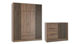 orzech-zestaw-szafa-4-drzwiowa-nadstawka-komoda-105cm-lamele-nela-ps