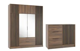 orzech-zestaw-szafa-4-drzwiowa-nadstawka-komoda-105cm-lamele-nela-ps