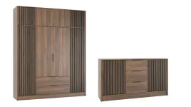 orzech-zestaw-szafa-4-drzwiowa-nadstawka-komoda-155cm-lamele-nela-ps