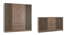 orzech-zestaw-szafa-4-drzwiowa-komoda-155cm-lamele-nela-ps
