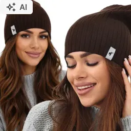 czapka-damska-meska-smerfetka-beanie-lekka-sport-jesien-wiosna-czeko-2427-brazowy-akryl-kobieta
