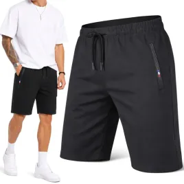 spodenki-meskie-dresowe-bawelna-krotkie-spodnie-kieszenie-na-zamek-dres-xl-xxl-przed-kolano-czarny-mezczyzna