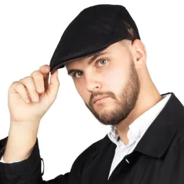 kaszkiet-elegancki-meski-czapka-casual-czarny-poliester-mezczyzna