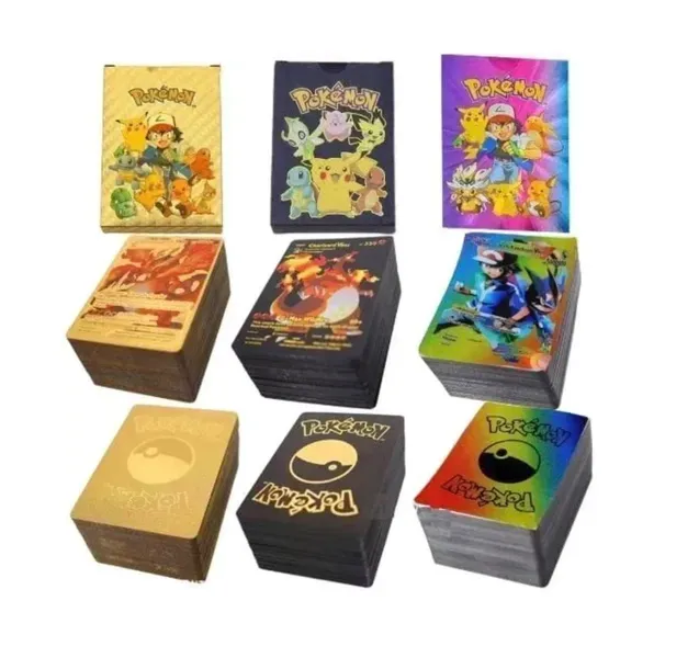 Duży Zestaw  XL Karty Pokemon 3w1 165 Kart Złote Czarne Tęczowe Pikachu