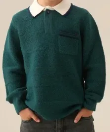 angel-and-rocket-green-landon-textured-knitted-polo-shirt-7-8y-128cm