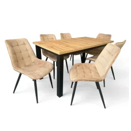 stol-rozkladany-6x-krzeslo-tapicerowane-bezowe-komplet-do-jadalni-80x150