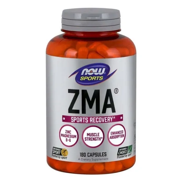 NOW FOODS ZMA - Cynk, Magnez i Witamina B6 (180 kaps.)