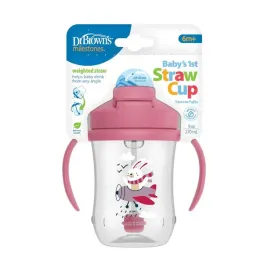 dr-browns-tc91011-kubek-pierwsza-slomka-270ml-rozowy-krolik-6m