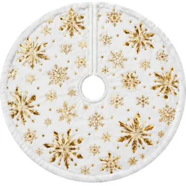 spodnica-pod-choinke-90-cm-biala-pluszowa-zlote-platki-sniegu