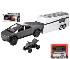 model-tesla-cybertruck-1-32-z-przyczepa-kempingowa-dzwiek-swiatla-led-metal-plastik
