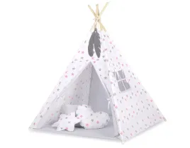namiot-tipi-dla-dzieci-mata-zawieszki-piora-gwiazdy-szaro-rozowe-szar
