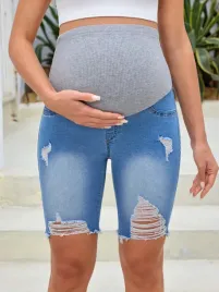 spodenki-jeansowe-ciazowe-dopasowane-z-dziurami-niebieskie-casual-shein-xl