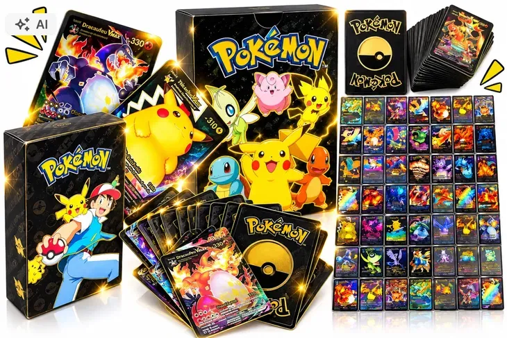 Karty Pokemon Czarne 55 Kart Zestaw Na Prezent Dla Dziecka Urodziny