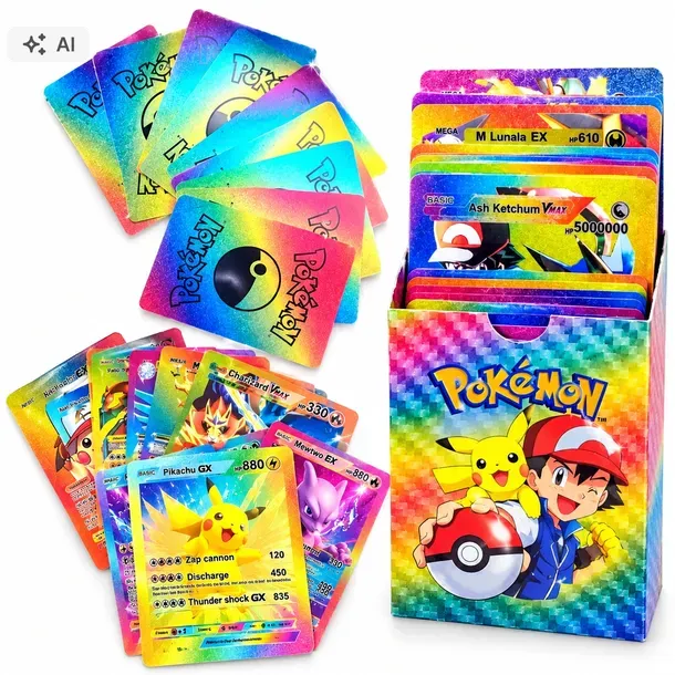 Karty Pokemon Tęczowe 55 Kart Zestaw Na Prezent Dla Dziecka Urodziny