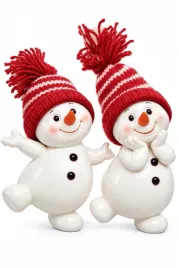 figurki-balwany-swiateczne-2-szt-11-cm-recznie-malowane-czerwone-czapki