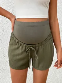 spodenki-ciazowe-z-domieszka-lnu-oliwkowe-casual-shein-m-38