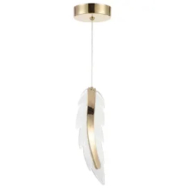 lampa-sufitowa-wiszaca-led-zlota-transparentna-pojedyncza-piorko-dekoracja