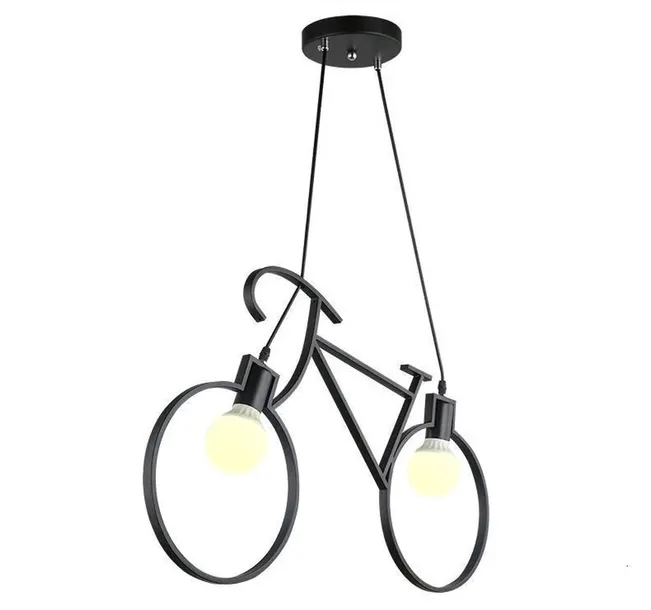 LAMPA SUFITOWA ROWER WISZĄCA CZARNA NOWOCZESNA XXL 68x43 cm STYL LOFT