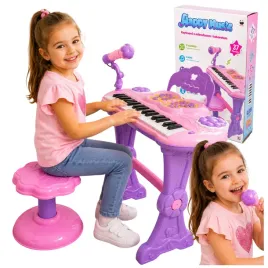 pianinko-dla-dzieci-edukacyjne-organki-nauka-gry-mikrofon-pianino-stolek-rozowy-plastik-wiek-3-lata
