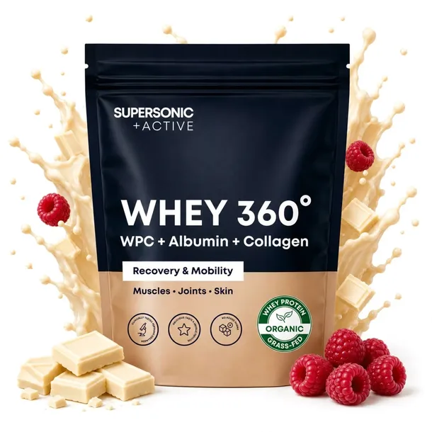 Białko serwatkowe WPC biała czekolada malina bez cukru kolagen Peptan 500g
