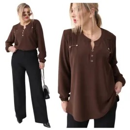 bluzka-elegancka-polski-producent-duze-rozmiary-koszulowa-gladka-wizytowa-damska-z-wiskozy-fason-oversize-dekolt-v-dlugi-rekaw-brazowa