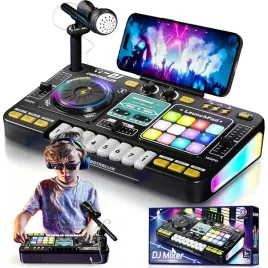 konsola-dj-mikser-dla-dzieci-z-mikrofonem-pianinko-led-bluetooth-zabawka-czarny-plastik-wiek-3-lata