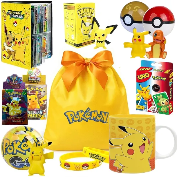 DUŻY ZESTAW PREZENTOWY POKEMON XXL 22 ELEMENTY KLOCKI KARTY KUBEK GRA