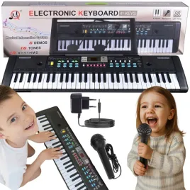 keyboard-organy-pianino-do-nauki-mikrofon-dla-dzieci-zasilacz-61-klawiszy-pianinko-czarny-plastik-chlopcy-dziewczynki-wiek-3-lata