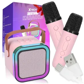 mini-zestaw-do-karaoke-2szt-mikrofony-glosnik-bezprzewodowy-z-bluetooth-rozowy-metal-plastik-wiek-3-lata